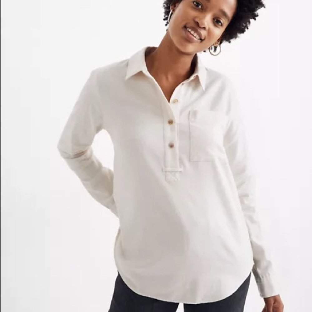 Madewell Solid Flannel Button Back Shirt
